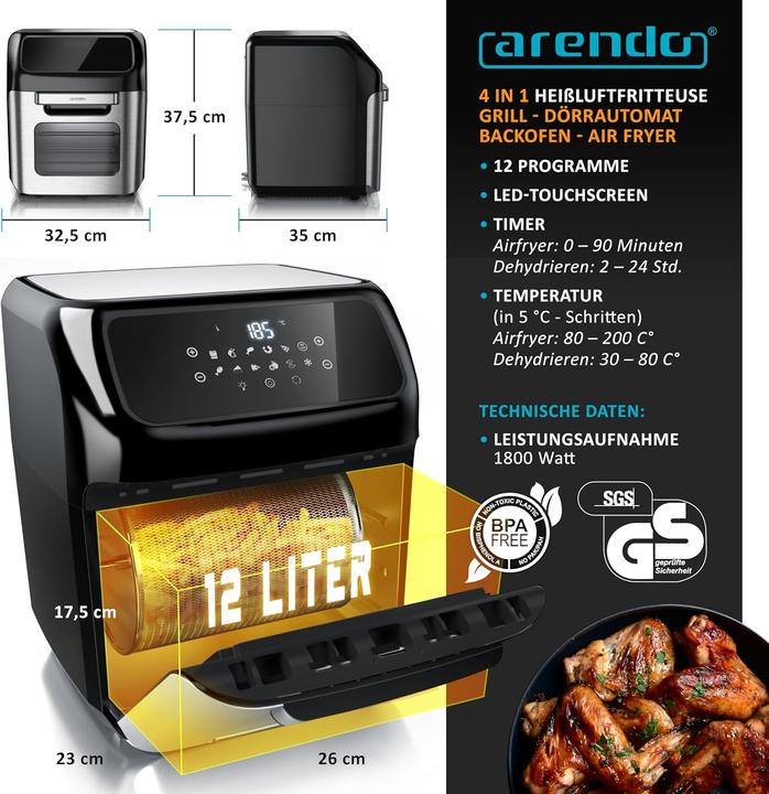 Actual product image Arendo Heissluftfritteuse