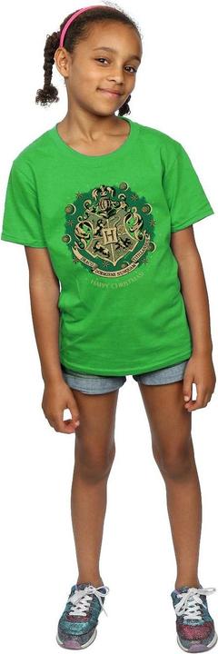 Actual product image Girls Christmas Wreath Cotton T-Shirt (152, 158)