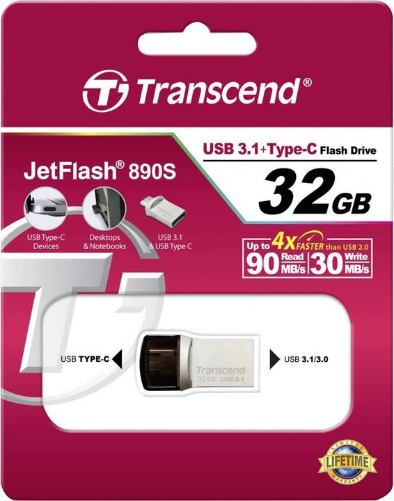 Produktbild Transcend JetFlash 890 (32 GB, USB-A, USB-C)
