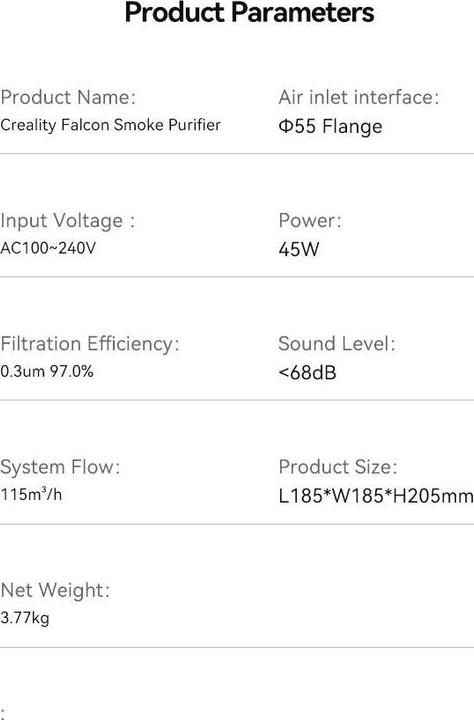 Actual product image Creality Desktop Falcon Smoke Purifier Yw45 (Cleaning)