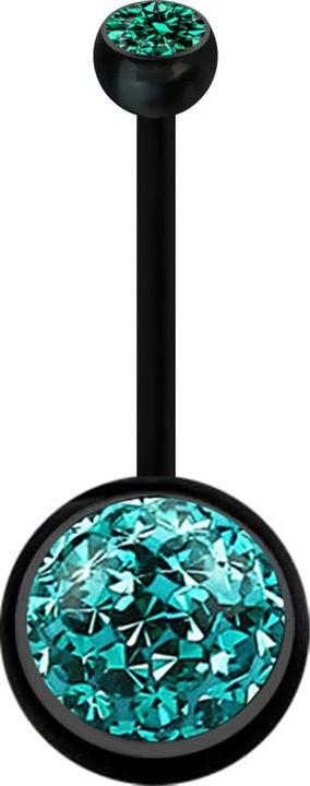 Actual product image Star Piercing Banane schwarz mit Kugel Kristall türkis und Kugel Kristall türkis Epoxy Schutzschicht (Bioflex, without brass)