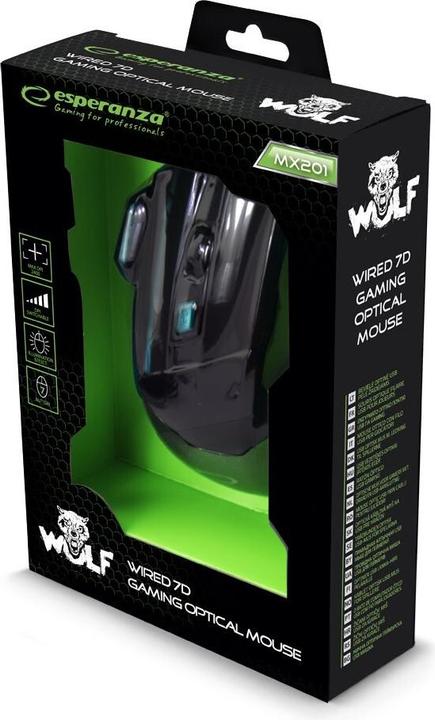 Actual product image Esperanza EGM201B Mouse right USB Type-A Optical 2400 DPI (Cable)