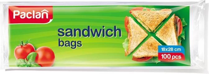 Paclan Bags For Sandwiches 100pcs, With Clips