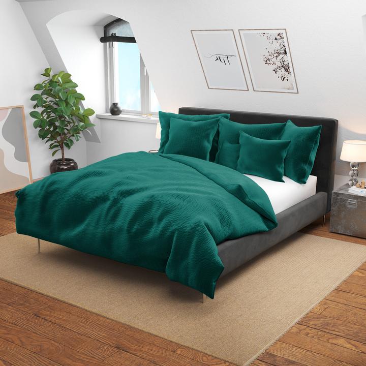 Image du produit Lotus Bettwaren Parure de lit en satin seersucker uni (Taie d'oreiller, 65 x 100 cm)