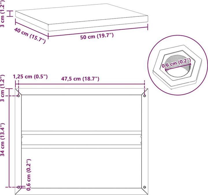 Produktbild VidaXL Wandregale 2 Stk. Edel (50 x 40 x 3 cm)