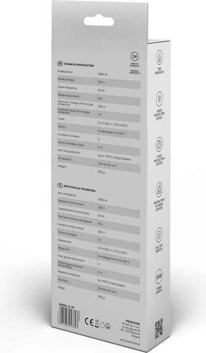 Image du produit Savio Protection contre les surtensions 3 pôles multiprise 1 5m blanc LZ-07 (3 x, PECO 7/5, 1.50 m)