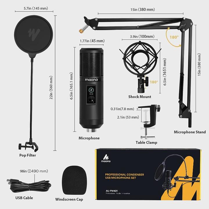 Actual product image Maono USB Microphone Set AU-PM421