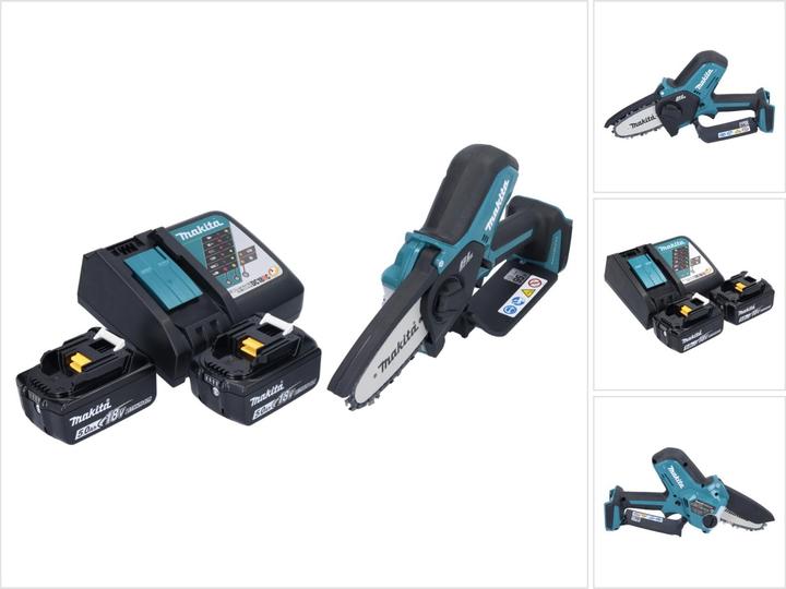 Actual product image Makita DUC 101 RT Battery-powered pruning saw 18 V 10 cm Brushless + 2x battery 5.0 Ah + charger (Battery chain saw)