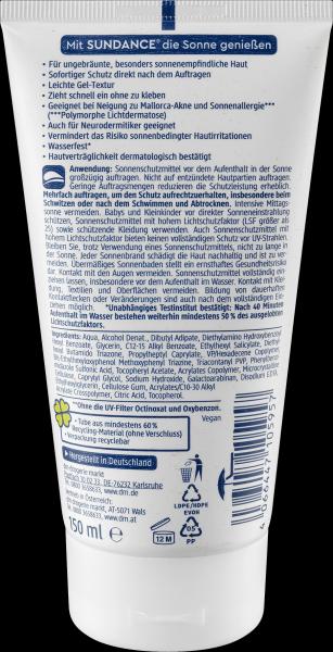 Produktbild dm Sundance Sonnencreme Gel, MED ultra sensitiv (Sonnencreme, SPF 50+, 150 ml)