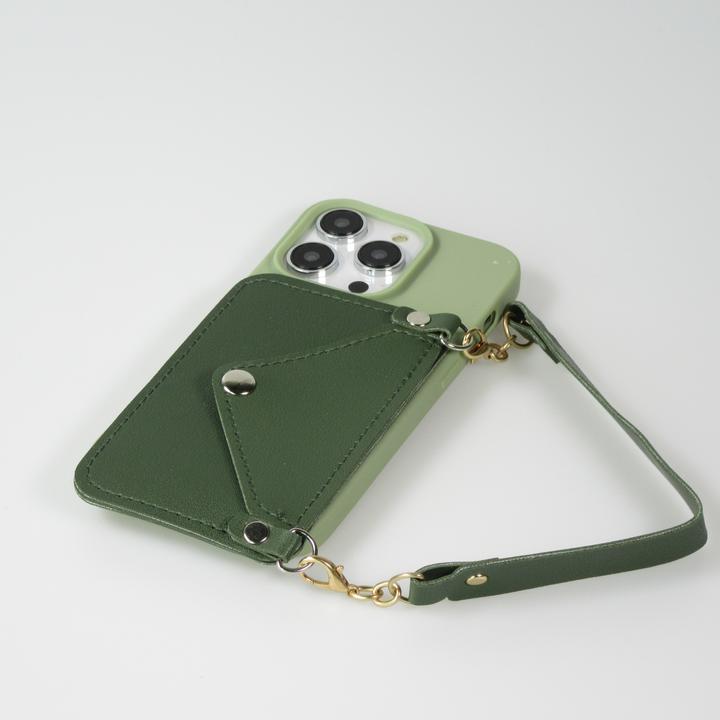 Produktbild PhoneLook Hülle Soft-Touch-Silikon mit Karten- oder Geldfach aus Leder und integriertem Lanyard (Apple iPhone 14 Pro Max)