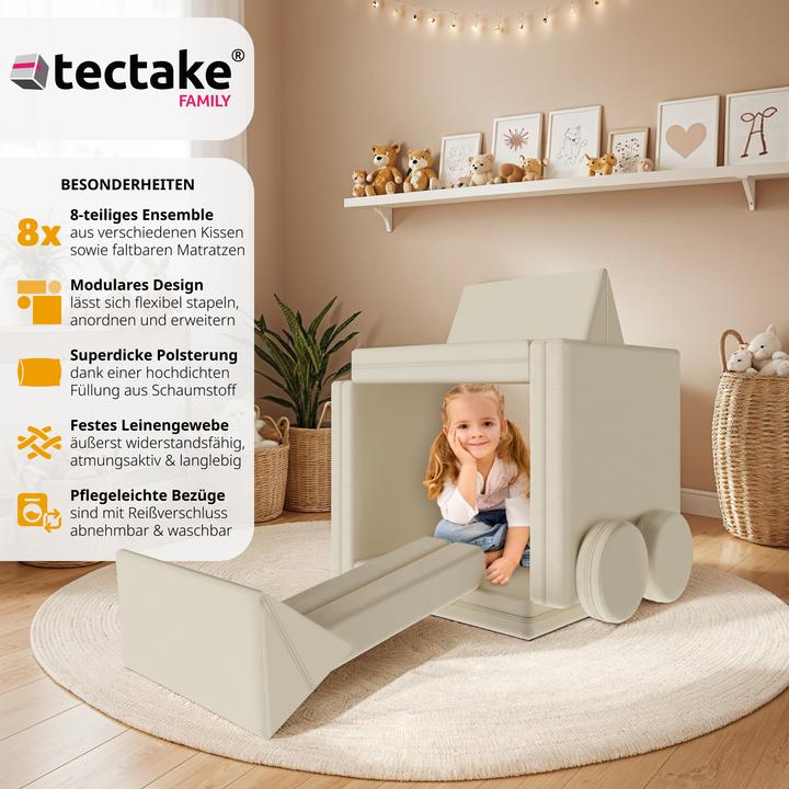 Image du produit tectake Canapé de jeu Lilly, 8 pièces, avec fonction de couchage (Canapé pour enfants)