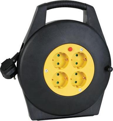 Produktbild Perel Kabeltrommel 10 Meter 4 Schuko-Steckdosen (10 m, 1.50 mm²)
