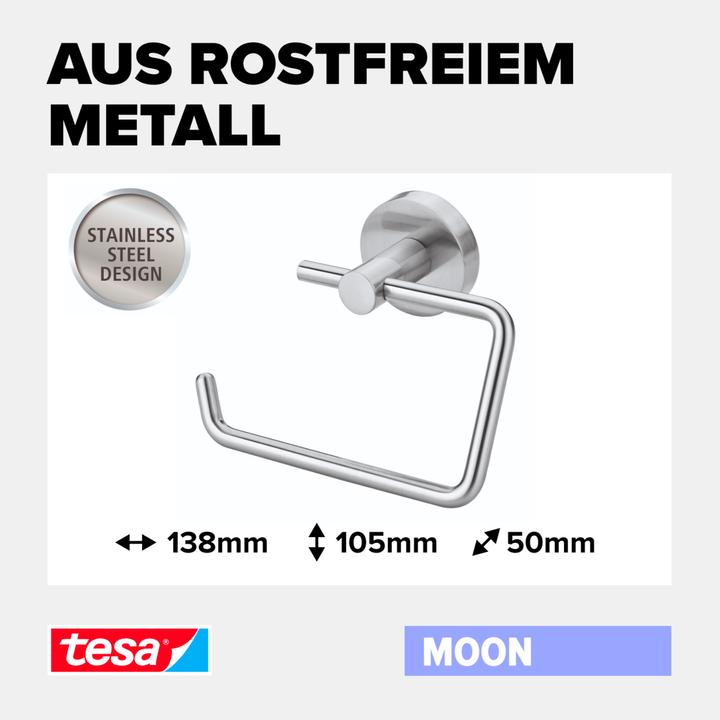 Image du produit tesa MOON Support de rouleau de papier toilette avec solution adhésive sans perçage