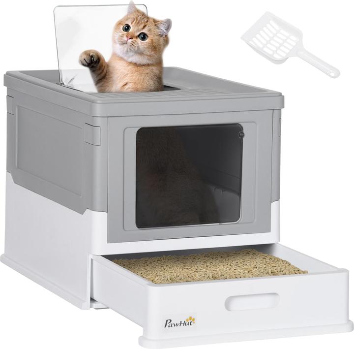 Actual product image PawHut Cat litter tray with pull-out drawer (Cat litter tray open)