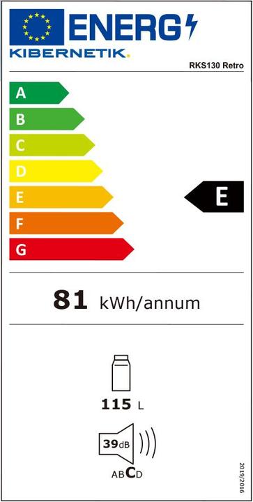 Label énergétique Kibernetik Réfrigérateur à boissons FSP Retro (115 l)