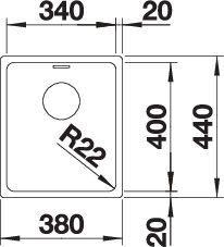 Image du produit Blanco Andano 340-U (Evier sous plan, 38 cm, 44 cm)