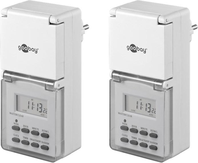 Produktbild Goobay Digitale Zeitschaltuhr IP44, 2 Stück, Weiss