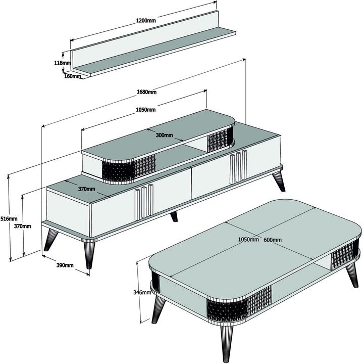 Image du produit Hanah Home Alberto (120 x 16 x 12 cm)