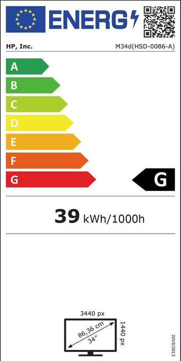 Energie-Label HP M34d (3440 x 1440 Pixel, 34")