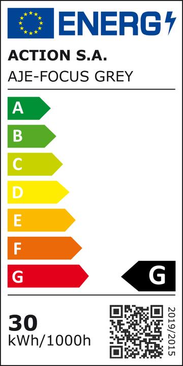 Etichetta energetica Activejet Plafon LED AJE-FOCUS Grigio + illuminazione a soffitto pilota Lampadina/e non sostituibile/i A+ (2000 lm)