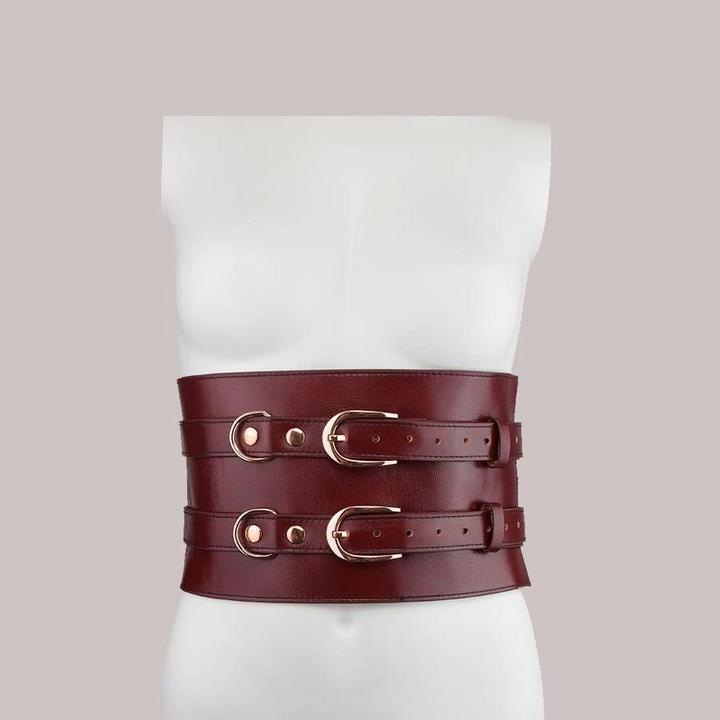 Liebe Seele Wine Red Genuine Leather Waist Corset