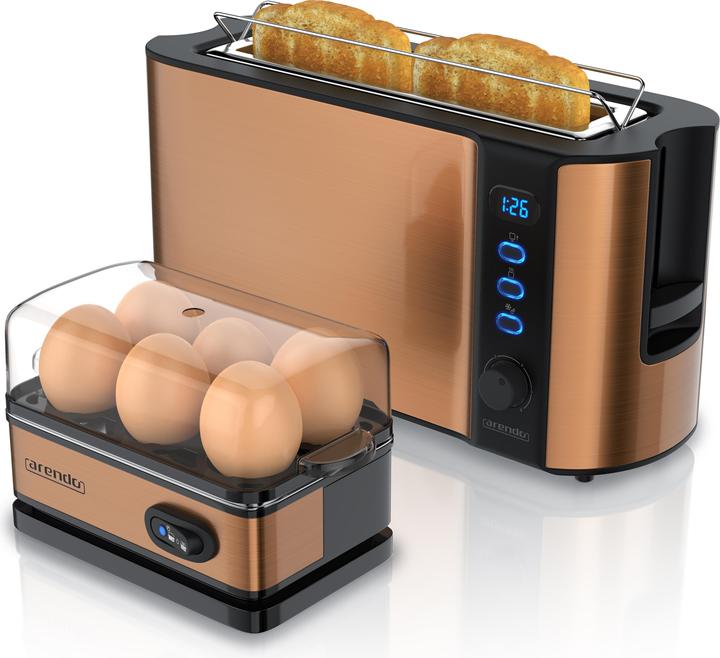 Image du produit Arendo Ensemble petit-déjeuner, grille-pain 2 tranches avec grille à brioches et cuiseur à oeufs pour 6