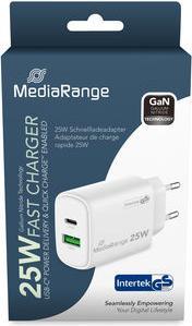 Image du produit MediaRange Chargeur 43W 2 ports 1x USB-A/1x USB-C GaN, blanc (45 W)