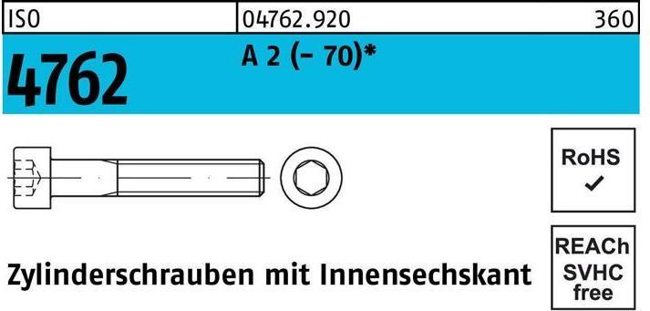 Actual product image Cheese head screw ISO 4762 with hexagon socket M 20 x 30 A 2 (- 70) (10 Screws per piece)