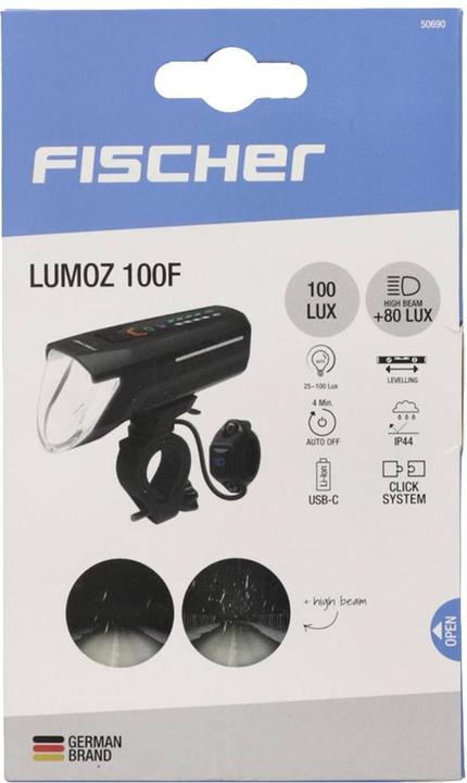 Actual product image Fischer Bicycle headlight LED battery-powered Black