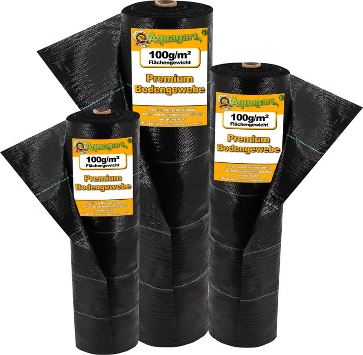 Produktbild Aquagart 600m² Bodengewebe Unkrautfolie Mulchfolie 100g 1,65m breit