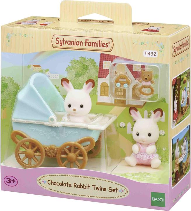 Actual product image Sylvanian Families Chocolate Rabbit Twin Babies & Pram