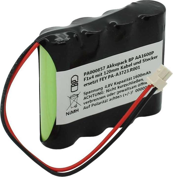 Actual product image XCell Battery pack NiMH 4,8V 1600mAh BP AA1600P F1x4 with 120mm cable and plug replaces FEY PA-A3723.R001 (1 pcs., 1600 mAh)