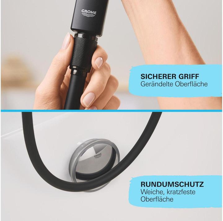 Image du produit Grohe Flexible de douche Vitalio Flex QuickFix, 1500mm, universel, noir mat (150 cm)