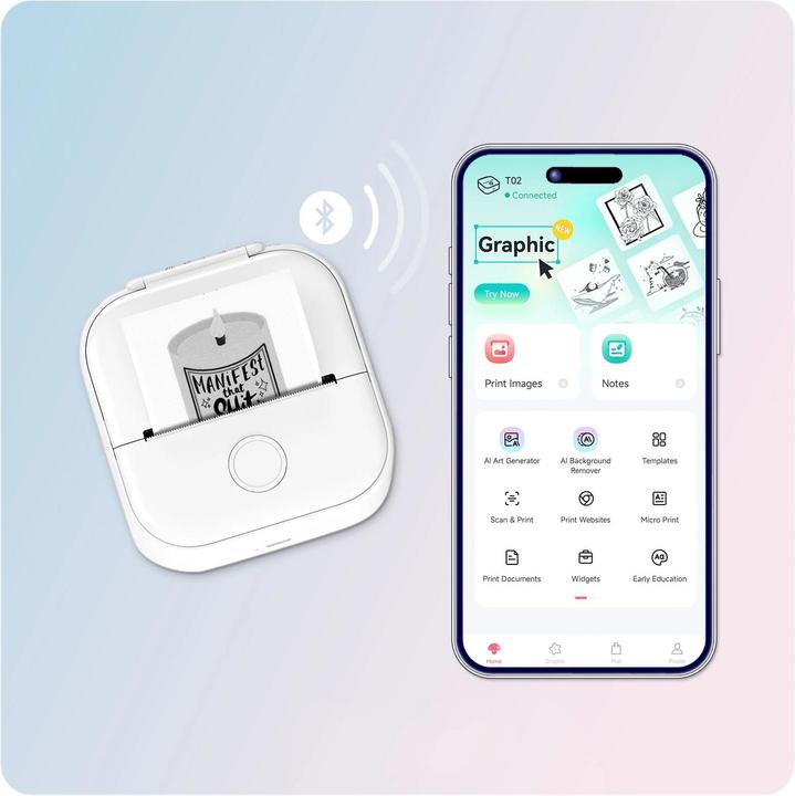 Actual product image Phomemo T02 Mini-Drucker (Bluetooth)