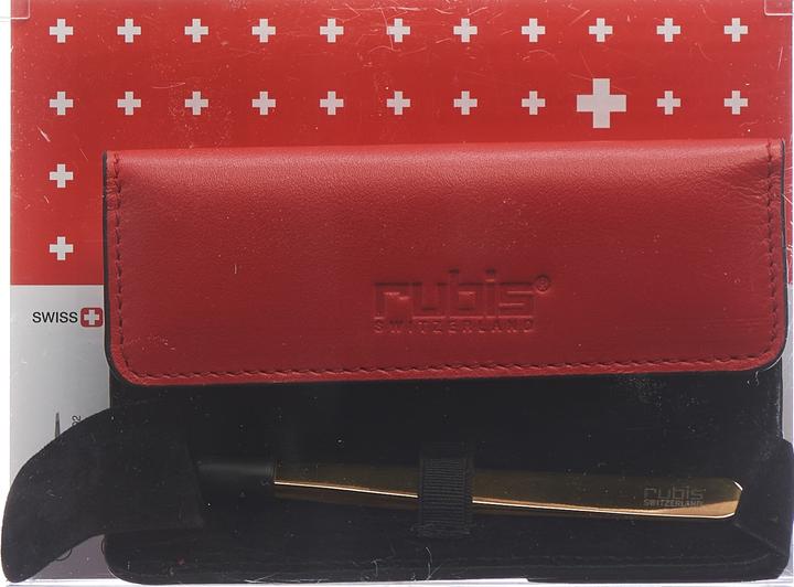 Actual product image Rubis Tweezers Shiny with case, oblique, gold