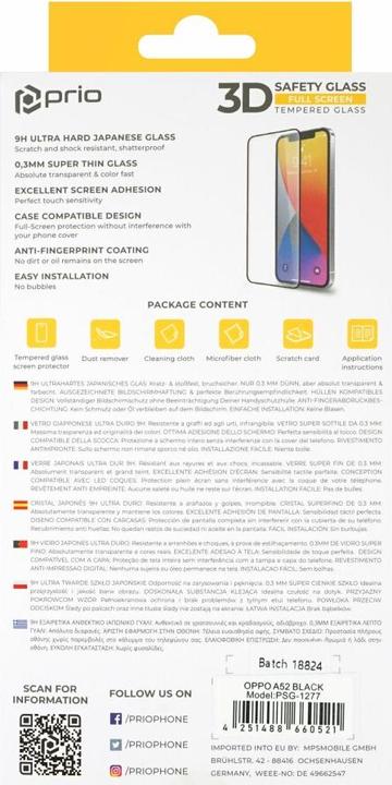 Immagine prodotto prio Vetro protettivo 3D per OPPO A52 nero (1 Pezzo/i, Oppo A52)