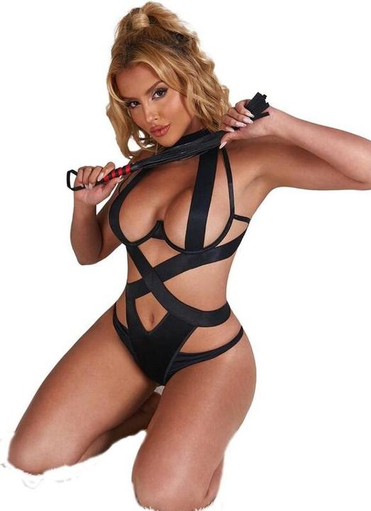 Productafbeelding Subblime Sexy Halster-Lijfje Met Harnas Zwart L/Xl (L, XL)