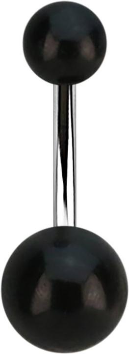 Actual product image Star Piercing Banana silver with two balls of black horn (without brass, Surgical steel 316L, Organic)