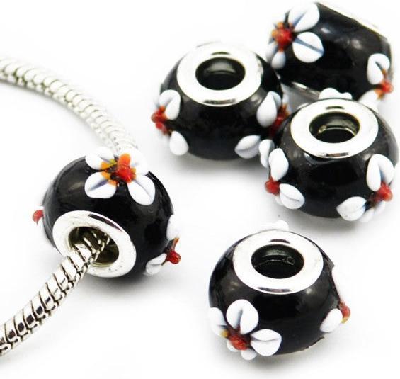 Image du produit Hermex Verre Bead argenté 925 - Noir argenté (Verre, Argent 925)