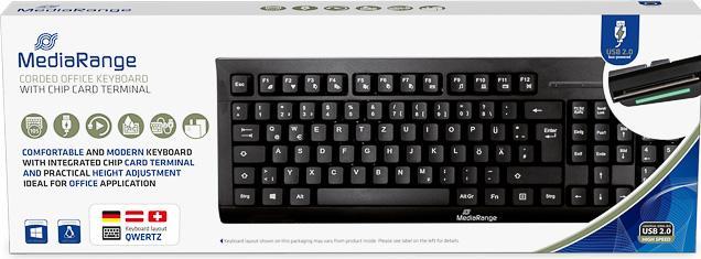 Actual product image MediaRange KEYBOARD QWERTY BLACK MROS114 with cable SmartCard (DE, Cable)