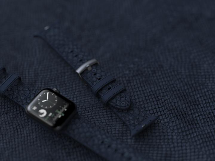 Actual product image Njord Vatn Watch Strap For (45 mm, 44 mm, Vegan Leather, Silicone, Vegan salmon leather)