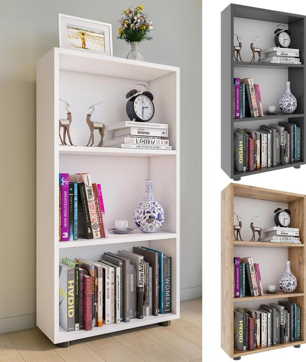 Produktbild VCM Holz Aufbewahrung Stand Regal Bücherregal Deko Bücher Standregal Bulas 3 Fächer (56 x 20 x 108 cm)