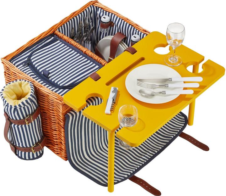 Produktbild tectake Picknickkorb Rügen für 4 Personen, mit Kühlfach & Zubehör
