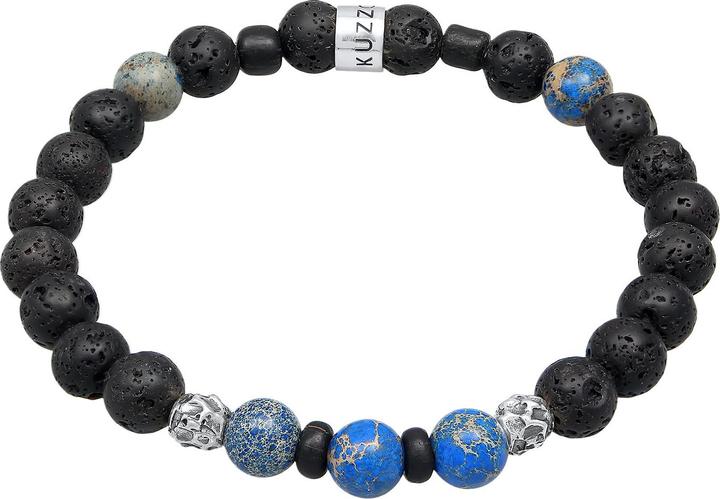 Produktbild Kuzzoi Armband Herren Lava Achat Edelstein Bead 925 Silber (21 cm, Achat, Glas, Lava, 925er Sterling Silber, Plastik)