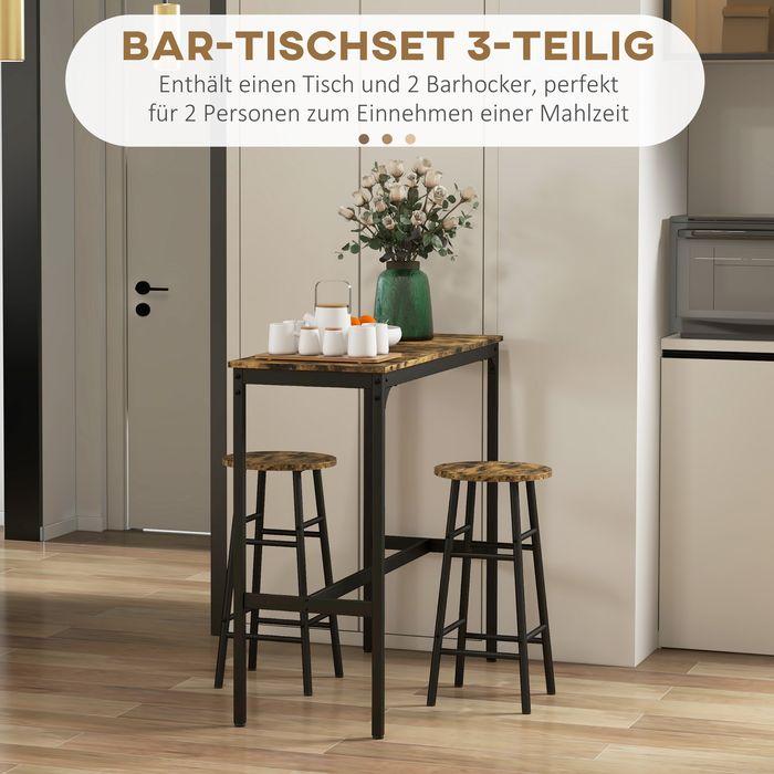 Produktbild Swisshandel24 Bartisch-Set, 3-teilig, Rustikal-Braun
