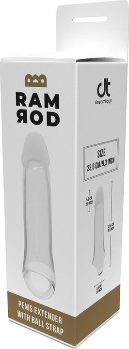 Actual product image Dreamtoys Dream Toys Ramrod 22.35 cm Extender With Ball Strap Clear