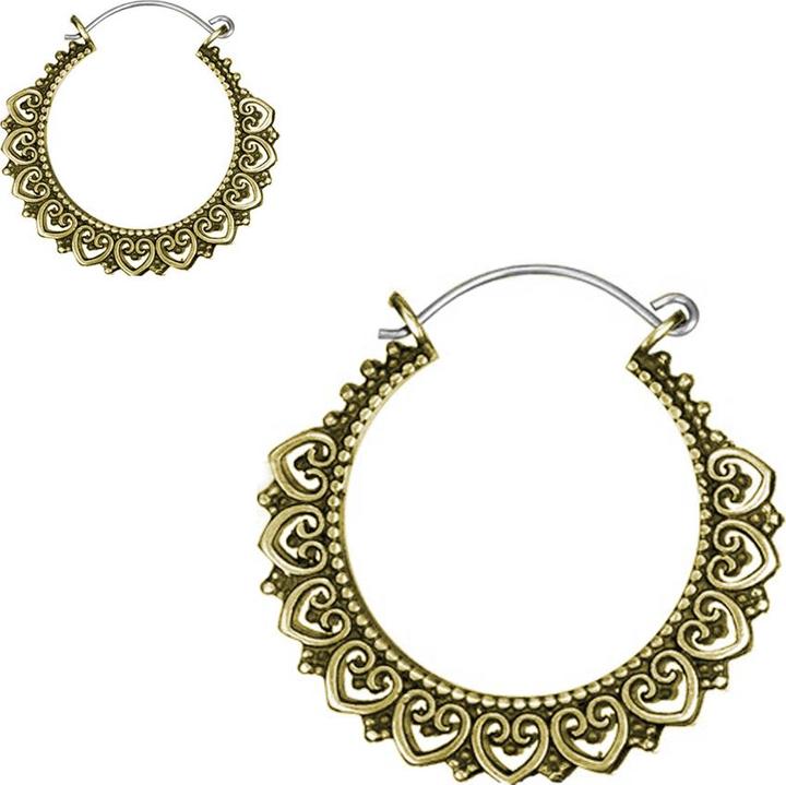 Produktbild Star Piercing Ohrring vergoldet filigrane Herzen (Messing)