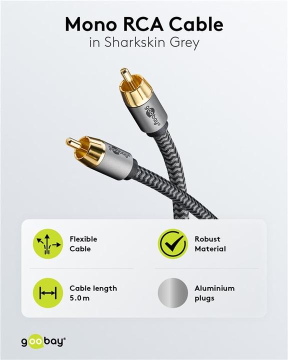 Produktbild Goobay Mono-Cinchkabel, 5 m, Sharkskin Grey (5 m, Cinch)