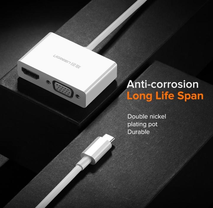 Actual product image Ugreen USB-C to HDMI + VGA Adapter (USB-C, VGA, HDMI, 3 cm)