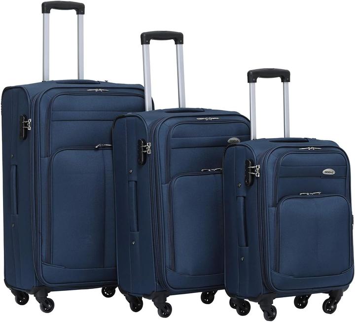 Actual product image Beibye 4 Wheels Travel Case 3pcs Blue Set (115 l, M (50 - 90l), L (90 - 115l), XL (from 140l))